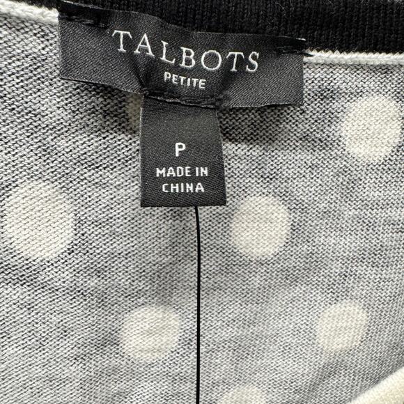 Talbots Sweater Shell Womens P Petite Black White Polka Dot Sleeveless Knit NEW - Picture 3 of 8